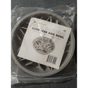 Leashboss Star Pattern Slow Feed Dog Bowl - 4cp size - Gray ***NEW***